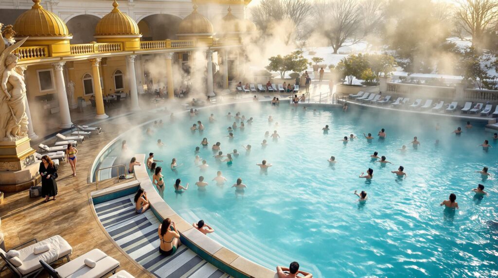 Découvrez les thermes Széchenyi à Budapest, un véritable havre de détente aux eaux thermales apaisantes. Profitez d'un moment de bien-être dans l'un des plus grands complexes de bains en Europe, entouré d'une architecture magnifique et d'un ambiance conviviale. Plongez dans un univers de relaxation et laissez-vous séduire par les bienfaits des eaux thermales hongroises.